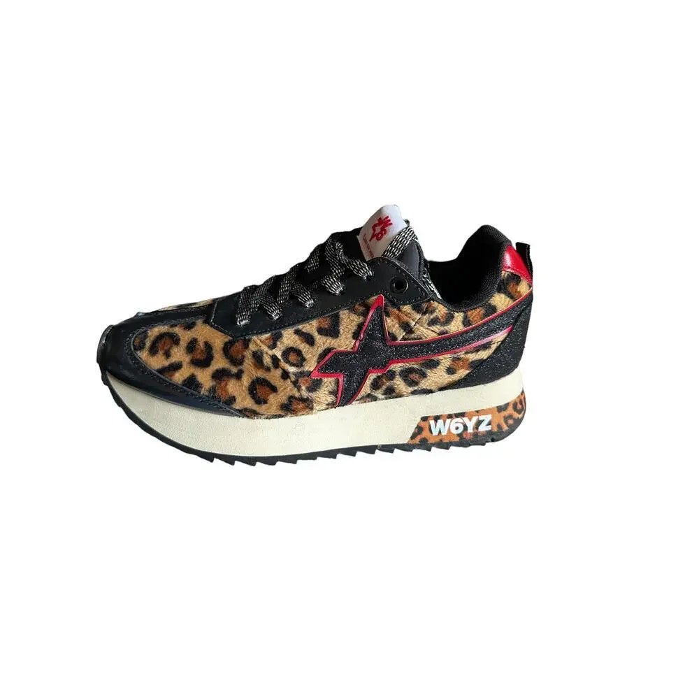 W6YZ Just Say Wizz Leopard Print Platform Running/Leisure Sneakers - RARE DESIGN